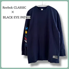 【Reebok CLASSIC x BLACK EYE PATCH】ブラック アイ パッチ Tシャツ ベクターネイビー ロンT 長袖カットソー コラボバックプリント メンズ