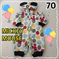 西松屋 ディズニーベビー ミッキーマウス もこもこ 起毛 ロンパース 70