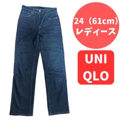 ユニクロ デニムパンツ 24 ウエスト61㎝ 濃紺 ストレートシルエット UNIQLO JEANS レディース