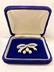 シルバー akoya真珠 ブローチ