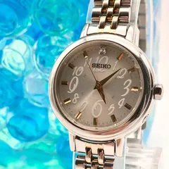 【中古】セイコー SEIKO レディース 腕時計 ソーラー コンビ 1Pストーン アラビア数字 シルバー ゴールド ブレスウォッチ アナログ ヴィンテージ