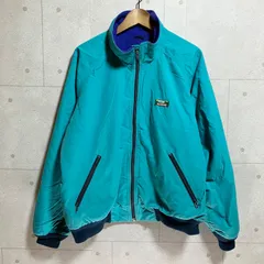 80's L.L.Bean エルエルビーン ウォームアップジャケット 裏フリース フルジップ ブルゾン アウター XL 山タグ ヴィンテージ オールド ターコイズ ブルー 青 メンズ アウトドア SG375-2