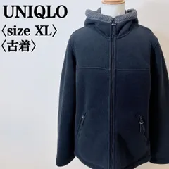 美品 ユニクロ もこもこ ボアフリース フードジャケット XL ブラック 古着