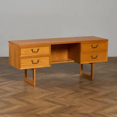 英国 ヴィンテージ ドレッシング デスク 両袖 机 エルム パソコン ドロワー ドレッサー #97051