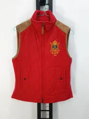 ポロ ラルフローレン キルティング ダウン ベスト 王冠ロゴ レッド レディース m