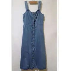 【GU】ライト デニム　フロントボタン　ジャンパードレス　 フレア　ロングワンピース　サイズ　L  カラー　ブルー