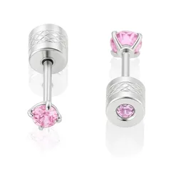 [HSP] ピアス レディース サージカルステンレス メンズ 立爪ジュエル キュービックジルコニア ネジ式 リバーシブル 両耳用 男女兼用 ローズ/3mm 1