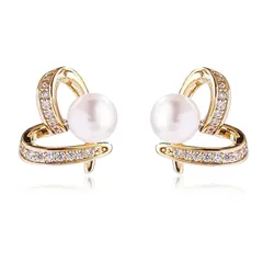 VICAKER パール思いやり 恋人 記念日 おしゃれ プレセント イヤリングピアス レディース 人気 金属アレルギー対応 リング ピアス 18金 18金 つけっぱなし ゆれる 1