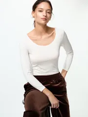 ヒートテックUネックT/8分袖　Lサイズ　ホワイト