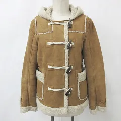 レトロガール RETRO GIRL ダッフルコート フェイクムートン トグルボタン ボア 茶 ブラウン キャメル M
