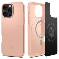 Spigen iPhone 16 Pro Max ケース MagSafe対応 マグネット搭載 米軍MIL規格 マット 薄型 シン・フィット・マグフィット ACS08686 (ローズ・チタニウム)