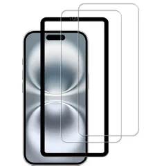 KPNS iphone 16 plus ガラスフィルム【2枚セット】ガイド枠付き 日本素材製 iPhone16 Plus iphone 15 plus 用 ガラスフィルム 強化ガラス カバー 保護フィルム