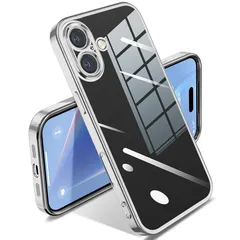 SATLITOG iPhone 17 用の ケース クリア 耐衝撃 アイフォン17 用の カバー 透明 スマホケース メッキ加工 完全な保護 黄変防止 落下防止 ファッション 薄型 軽量 TPU 柔らかい ワイヤレス充電 人気 (シルバー)