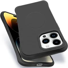 iPhone 14ProMax MagSafe対応 ケース 耐衝撃 米軍MIL規格 アイフォン14ProMax スマホケース シリコン 保護ケース いpほね14ProMax カバー ストラップホール付き 傷つけ防止 ワイヤレス充電対応 6.7インチ用（ブラック