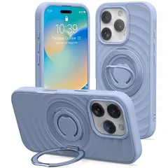 iPhone 16 Pro Max ケース 波模様【360°回転スタンド・MagSafe対応】アイフォン16 プロ マックス カバー スマホケース 米軍MIL規格 耐衝撃 全面保護 マット仕上げ 2024年新型 いphone16 Pro Max用ケース【シリコ