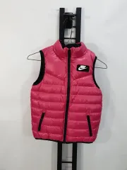 ナイキ キッズ 軽量 ダウン ベスト リバーシブル フリース ピンク ブラック 110(5y)