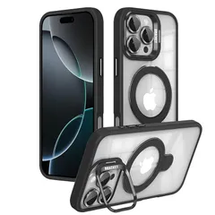 【米軍規格・seninhi対応】iPhone 16 Pro ケース seninhi リング360°回転スタンド機能 縦横両対応 半透明 黄ばみ防止 ワイヤレス充電 iPhone16 Pro レンズ保護 ワイヤレス充電対応 耐衝撃 携帯カバー マグネット搭載 車