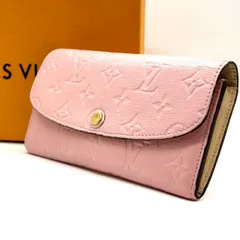 【淡色の優美を手元に】　LOUIS VUITTON ルイヴィトン 長財布 ポルトフォイユ エミリー アンプラント ローズプードル レザー 型押し バイカラー レディース　ピンク
