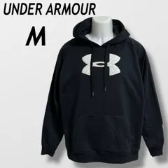 UNDER ARMOUR アンダーアーマー メンズ スウェットパーカー M ロゴ フード スポーツ アウトドア  ブラック系(K047)★