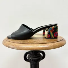 DIANA ダイアナ ヒール 刺繍 サンダル ミュール ブラック 系 サイズ 24 cm made in Japan 日本製 靴 shoes 702