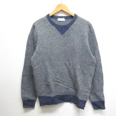 バックナンバー BACK NUMBER ウール混 ニット セーター L ネイビー×グレー