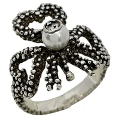 グッチ GUCCI インターロッキングG リング ハート クローバー リング 11.5号 シルバー925 フェイクパール シルバー レディース 【中古】