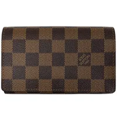 ルイ・ヴィトン Louis Vuitton ポルト モネ ビエ トレゾール L字ファスナー 二つ折り財布 ダミエ ブラウン N61736 レディース 【中古】