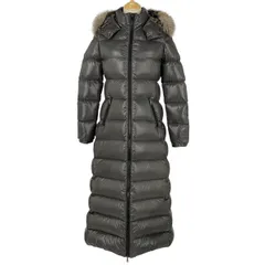 モンクレール MONCLER ハドソン フーディ ダウンコート ファー ベルト付き アウター ダウンコート グレー レディース 【中古】