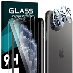 対応 iPhone11 Pro Max ガラスフイルム 6.5インチ 【2+2 枚セット-国産旭硝子】 iPhone11 pro max ガラスフィルム 2枚 + レンズ保護フィルム 2枚 ガイド枠付き アイフォン11 pro max 液晶 保護フィルム 強化