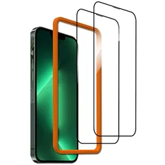 【2枚セット+ガイド枠付き】KPNS 日本素材製 対応 iphone 16e/iPhone14 / いphone13 Pro/iphone 13 用の ガラスフィルム日本素材製 全面保護 強化ガラス カバー 保護フィルム