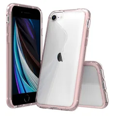 iPhone SE ケース 第2世代 第3世代 iPhone 7 iPhone 8 耐衝撃 PC 人気 クリア すり傷防止 軽量 薄型 滑り止め 米軍MIL規格 ワイヤレス充電対応 スマホカバー EUMADOVE (粉色 ピンクの傷防止, iPhone SE2