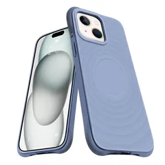 iPhone 15 Plus ケース MagSafe対応 シリコン 耐衝撃 アイフォン15 Plus 薄型 スマホケース バンパー カバー 米軍MIL規格取得 ストラップホール付き 衝撃吸収 ワイヤレス充電対応 柔軟 擦り傷防止（グレー）