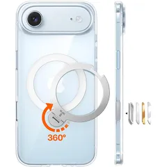 TORRAS iPhone Air 用 ケース 360° ゼンマイ式スタンド 米軍規格 縦横両対応 リング付き マグネット搭載 ワイヤレス充電対応 耐衝撃 防指紋 Ostand Spin クリア