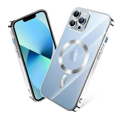 iPhone 12 Pro ケース MagSafe対応 クリア メッキ加工 アイフォン12Pro スマホケース 耐衝撃 TPU ワイヤレス充電対応 いpほね 12 pro カバー ストラップホール付き 薄型 透明 超軽量 黄ばみにくい 柔軟 滑り止め （シルバ