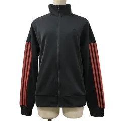 アディダス adidas ジャケット ジャージ ジップアップ スポーツウェア ロゴ 刺繍 ライン 長袖 M グレー ピンク