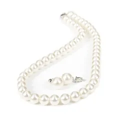 [Alivern] パール ネックレス シルバー925 日本製 パールネックレス 高級国産 真珠 冠婚葬祭用 8mm (ホワイト, 42cm) 1