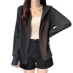 [ｉｎｏｔｅｎｋａ] ラッシュガード レディース UPF50+ 接触冷感 UVカット 薄手 長袖 パーカー 軽量 水着 大きいサイズ 日焼け対策 フード付き 吸汗速乾 通気性 紫外線対策 夏 海 無地 可愛い おしゃれ(L ブラック) 0