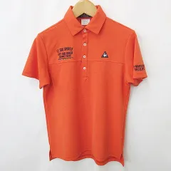 ルコックスポルティフ le coq sportif ゴルフ スポーツウェア ポロシャツ シャツ 半袖 速乾 ロゴ 刺繍 オレンジ L