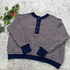 CLASSICAL ELF クラシカルエルフ 柄編み ２WAY ニット セーター sizeS　茶ｘ紺  レディース