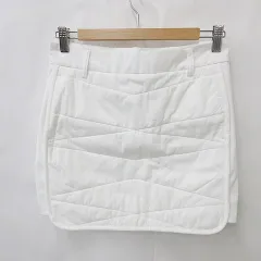アディダス adidas ゴルフ スポーツウエア スカート 中綿 ニット ストレッチ 白 オフホワイト M