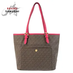 美品 Michael Kors マイケルコース ブラウン ピンク ゴールド金具 PVC/レザー トートバッグ ハンドバッグ レディース 502762【中古】