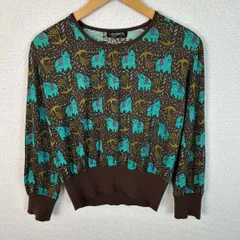 HOUJYOU ホウジョウ ニット セーター 総柄 ブラウン Mサイズ レディース 古着 レトロ