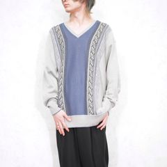 GIVENCHY】希少80s~イタリア製アルパカ・モヘヤ混総柄ニット ネイビー 