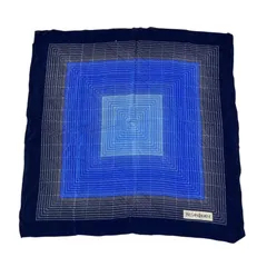イヴサンローラン YVES SAINT LAURENT スクエア 幾何学模様 シルクスカーフ ネイビー