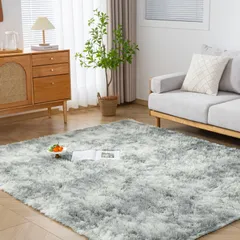 Keusnix ラグ カーペット ラグマット シャギーラグ 120x160cm 絨毯 ふわふわ 洗える 滑り止め付 肌触り優しい 防ダニ 抗菌 防臭 オールシーズン快適に使用 床暖房 ホットカーペット対応 ミストグレー