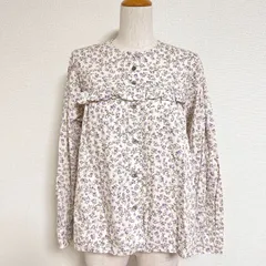 fig London 24SS Hannah ブラウス 小花柄 ノーカラーフリルブラウス 花モチーフシェルボタン FREEのサムネイル