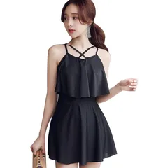 [SYitong] 水着 レディース ワンピース セクシー 体型カバー バスト 盛れる 軽量 肩出し おしゃれ 夏 かわいい 無地 オールインワン ショートパンツ パット付き 二の腕 カバー 大きいサイズ フレア 水着 海 プール ビーチ 女性用 ママ水着 0