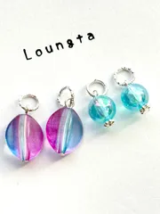 3388グラデーションビーズのカラフルチャーム 2点セット 樹脂ピアス