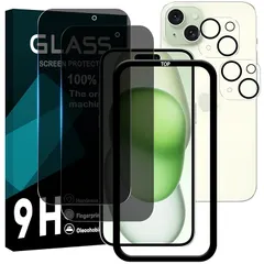 対応 iPhone 15 Plus ガラスフイルム 覗き見防止 【2+2枚セット AGC旭硝子 ガイド枠付き 】iPhone15 plus フイルム のぞき見防止 (2枚) + レンズ保護フィルム (2枚) アイホン15 plus 液晶 保護フィルム のぞき見