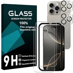 対応 iPhone 16 Pro Max ガラスフイルム ガイド枠付き 【2+2 枚セット-国産AGC旭硝子 】 対応 iPhone16 pro max フイルム 【2枚】+ レンズフィルム 【2枚】 アイホン16promax 液晶保護フィルム アイフォン16